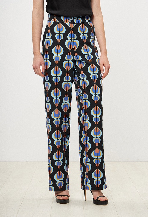 Satin-look printed trousers