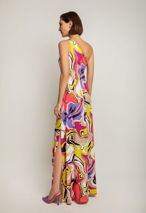 Printed dress with slit