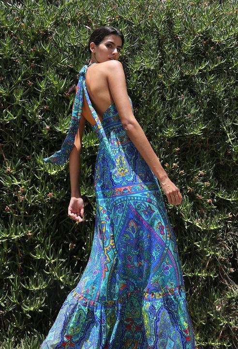 Printed dress with open back