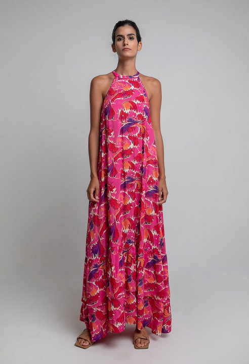 Printed halter dress