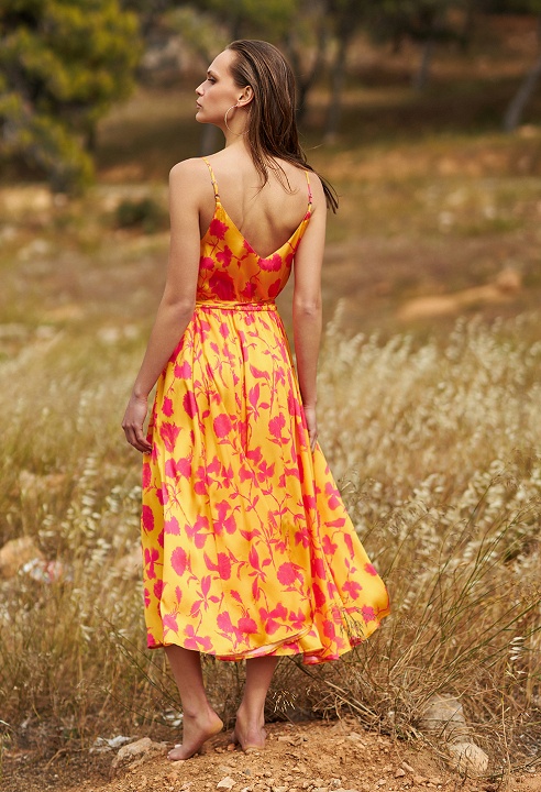Φόρεμα σατινέ λουλουδάτο