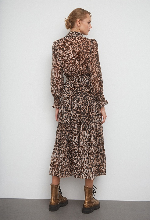 Animal print dress with sections