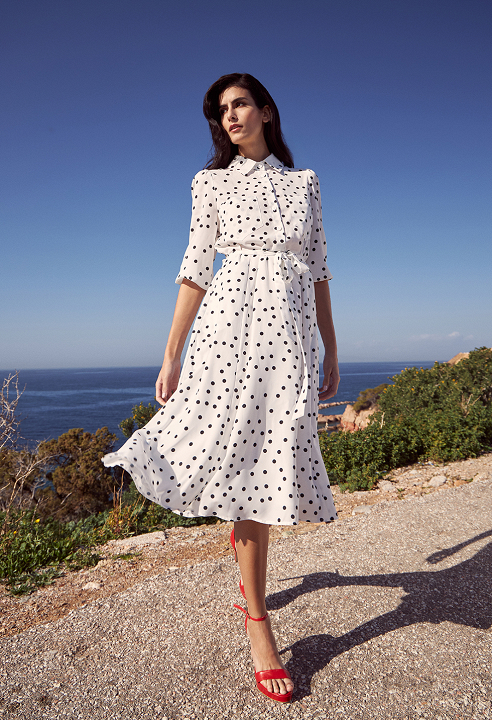 Polka dot dress with buttons