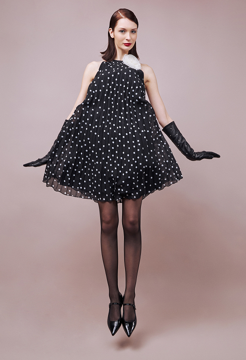 Pleated polka dot dress