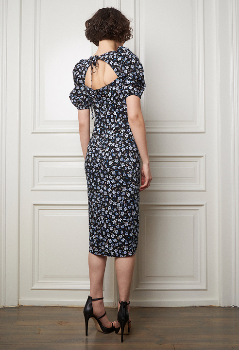 Floral dress with ruches