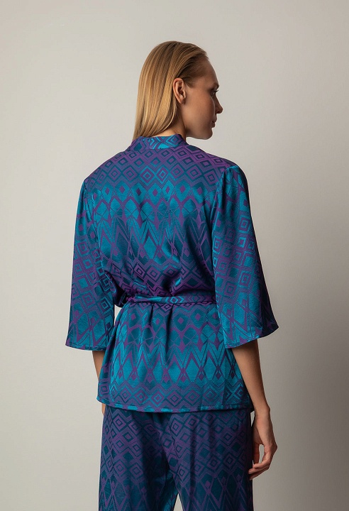 Short jacquard kimono