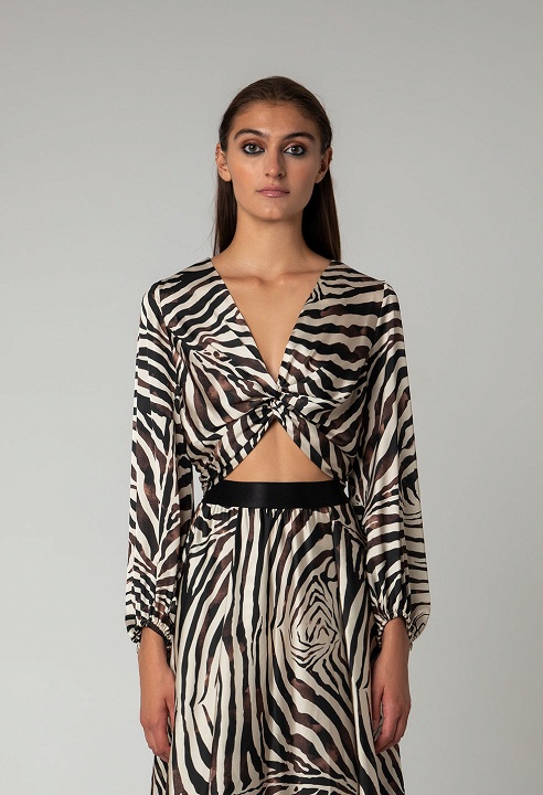Zebra print top and knot detail