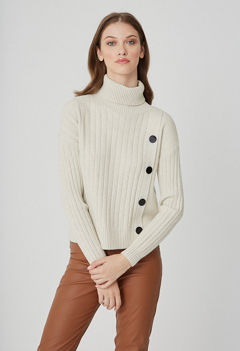 Asymmetric button up sweater