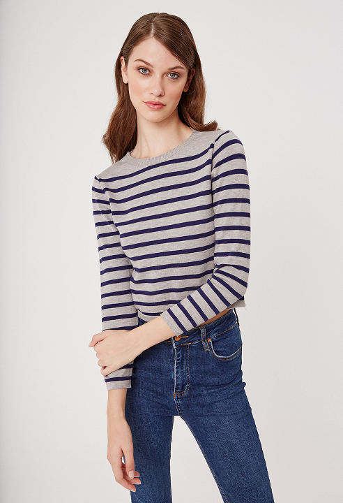 Basic sweater with stripes
