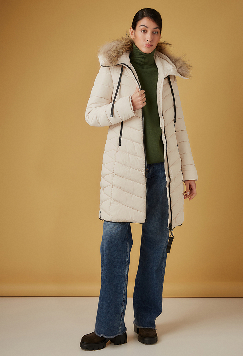 Midi quilted jacket with hood