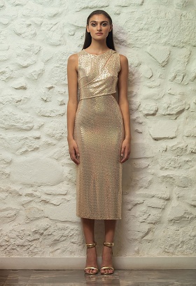 Gold dress with cuts