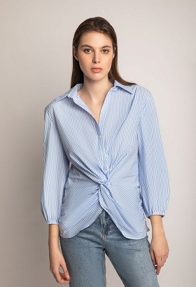 Striped shirt with knot detail