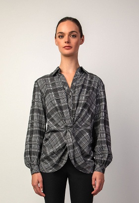 Checked shirt with knot detail