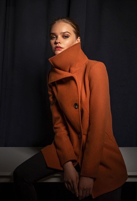 Coat with a stand-up collar
