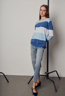 Knitted lurex blouse with stripes