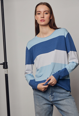 Knitted lurex blouse with stripes