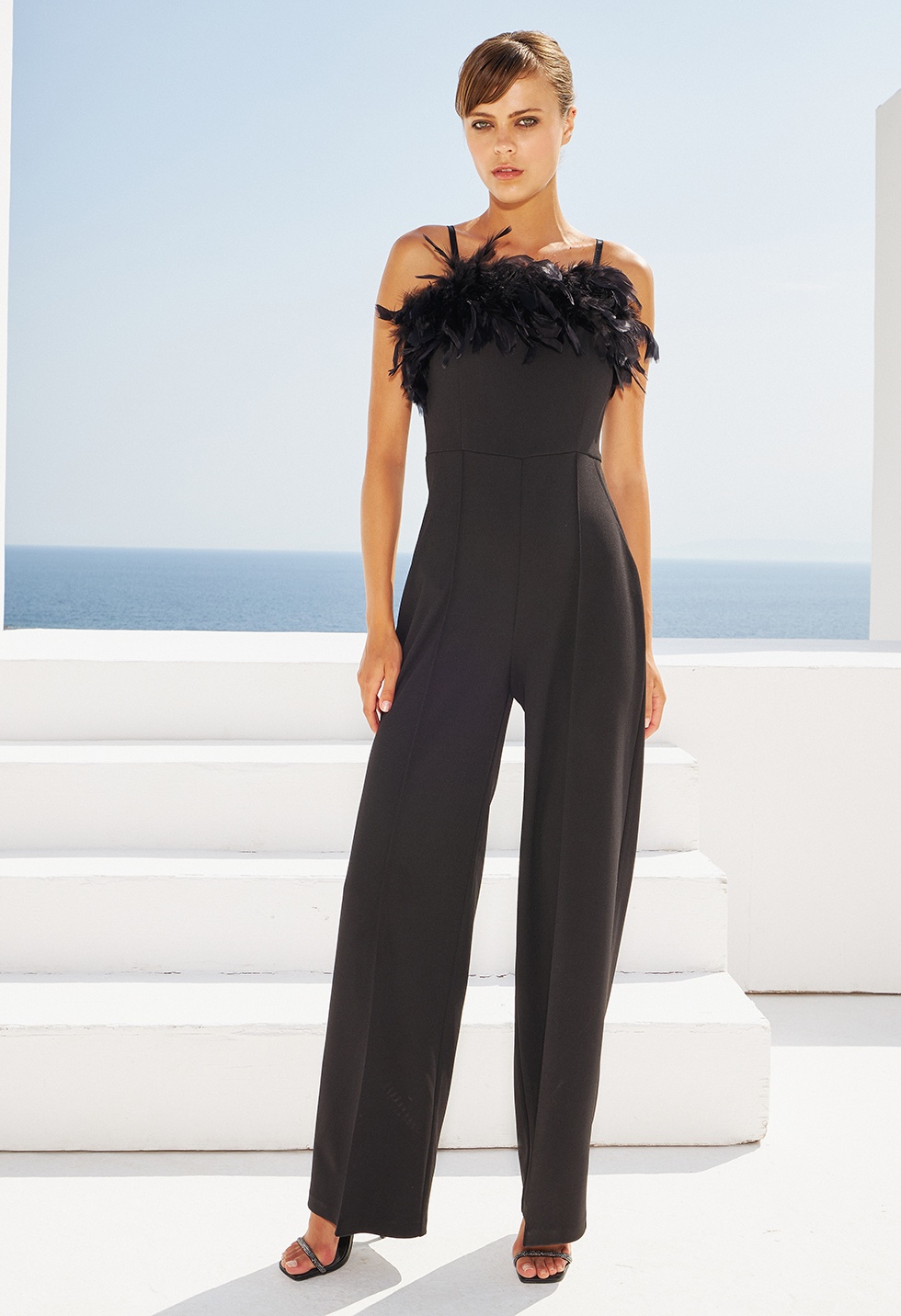 Jumpsuit with feather detail