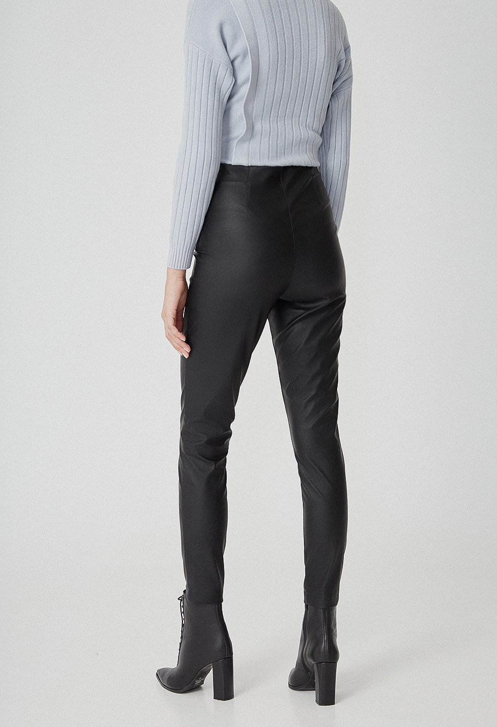 Leather look trousers
