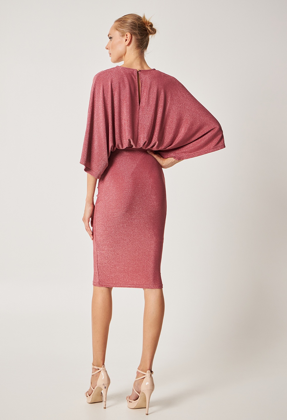 Lurex dress with batwing sleeves