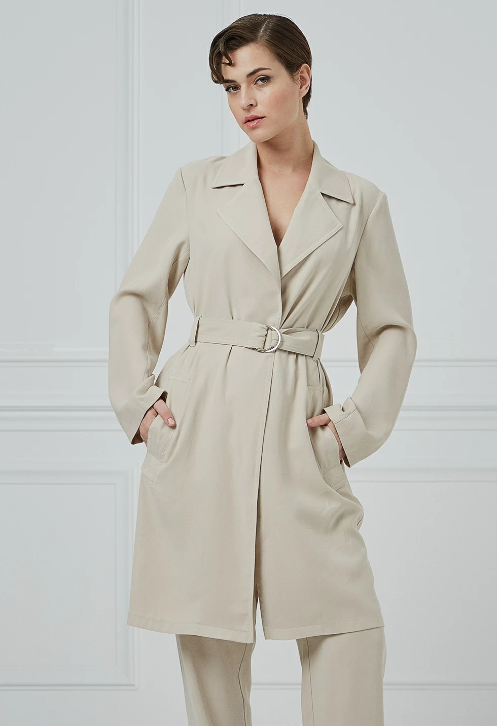 Trench coat with a belt