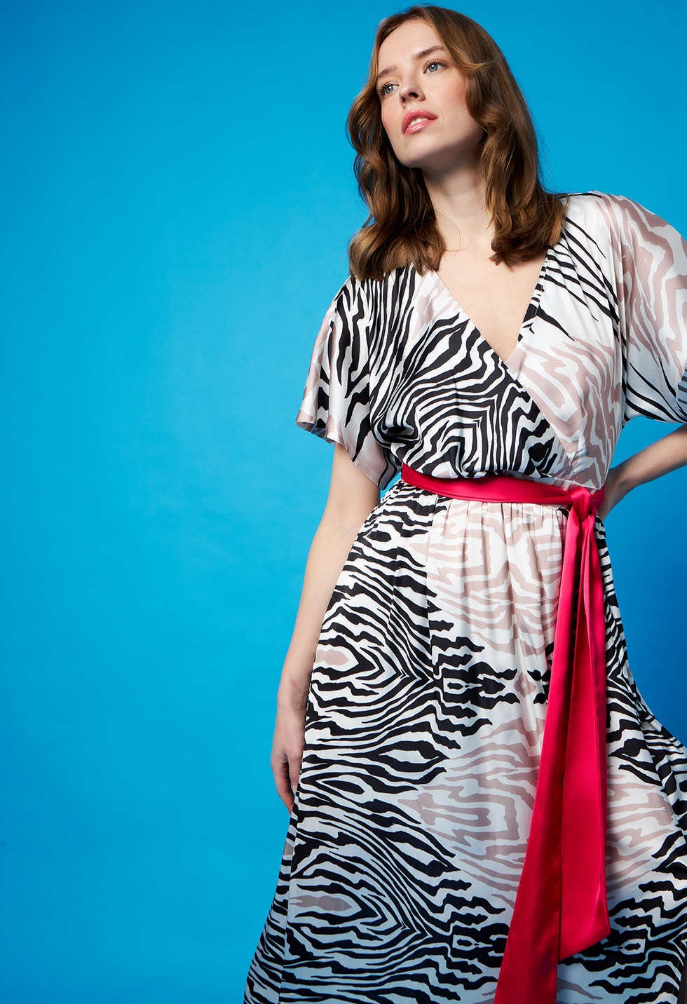 Wrap dress with zebra print
