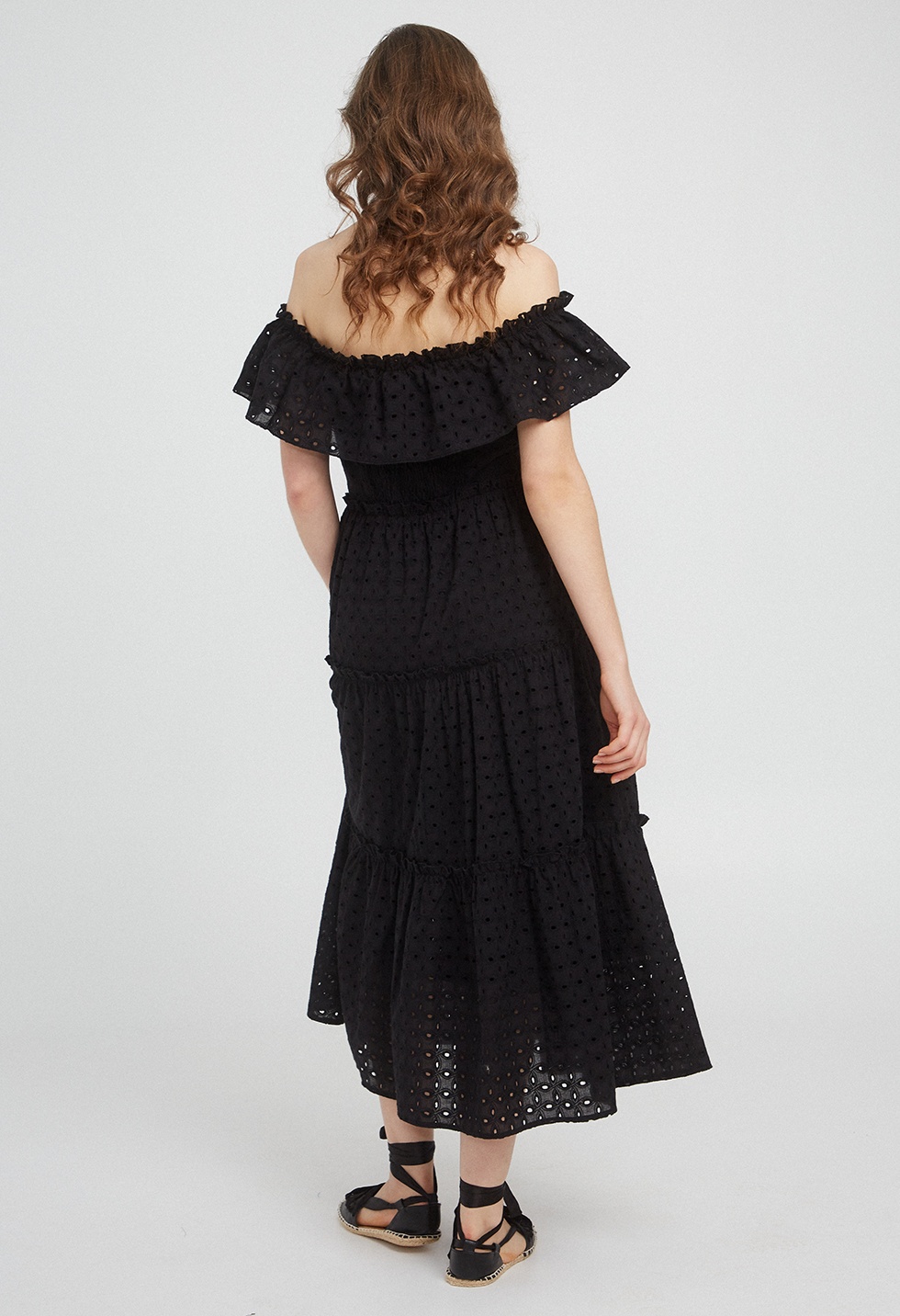 Midi dress with cutwork embroidery