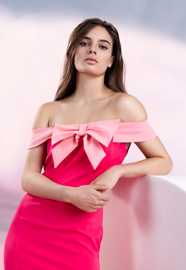 Two-tone dress with bow