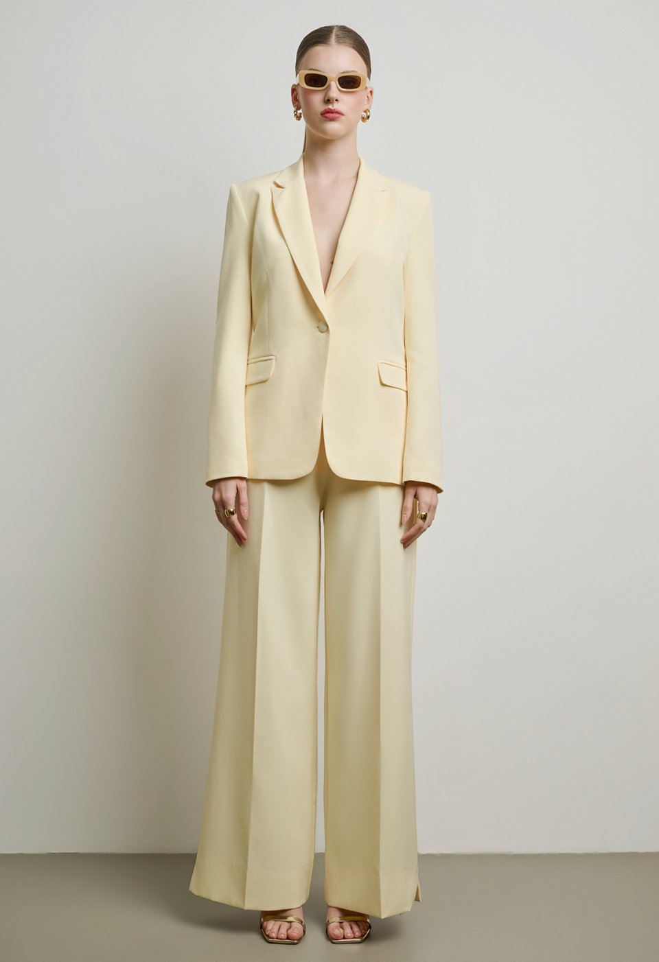 Pleated fabric trousers