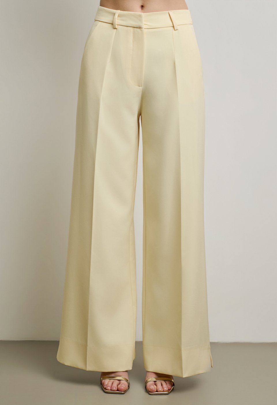Pleated fabric trousers