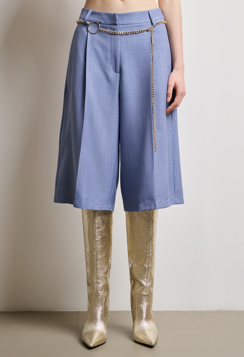 High-waisted zip culottes with pleats
