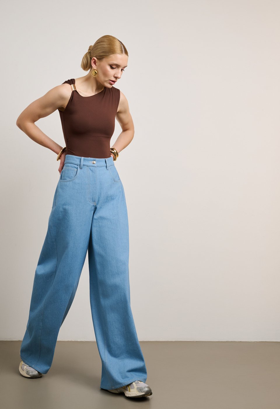 Τζιν παντελόνι ψηλόμεσο wide leg