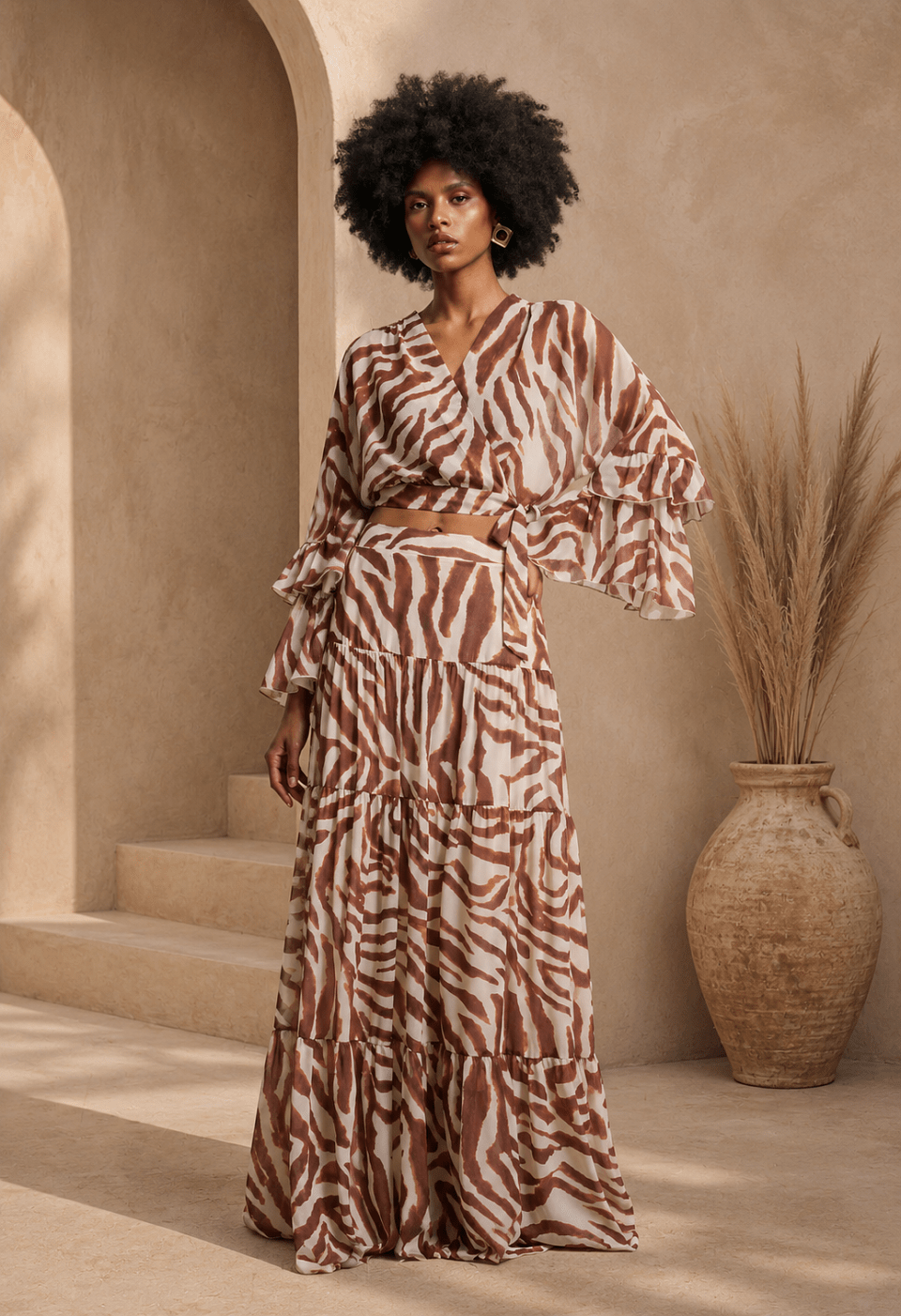 Maxi skirt with zebra print