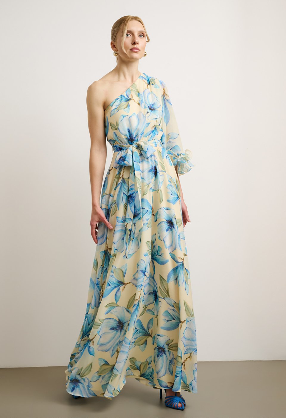 Maxi Floral One-Shoulder Dress