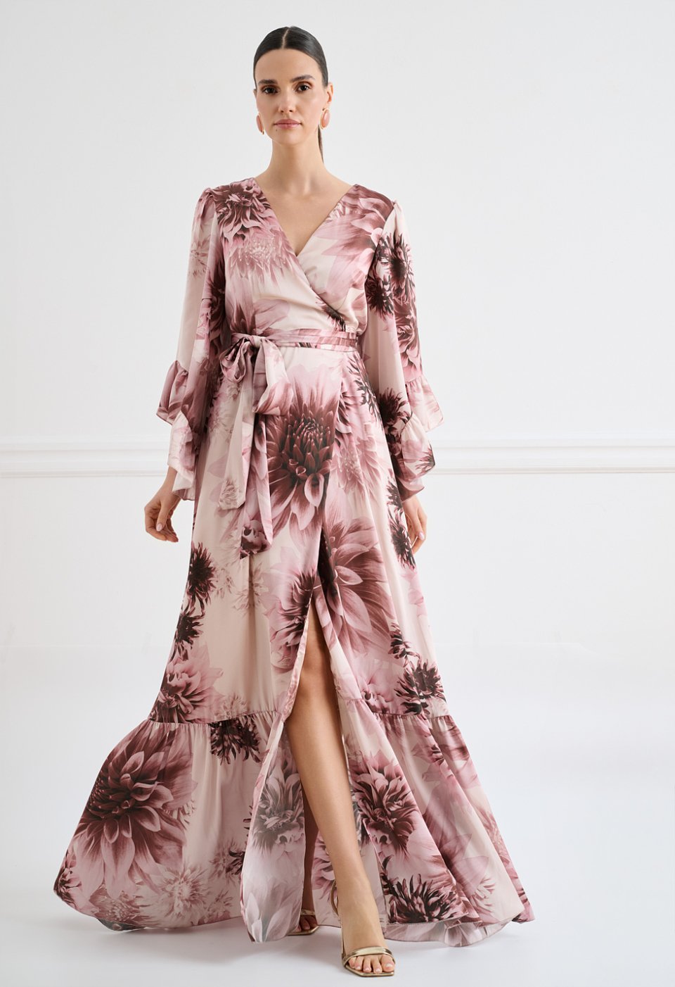 Printed wrap maxi dress