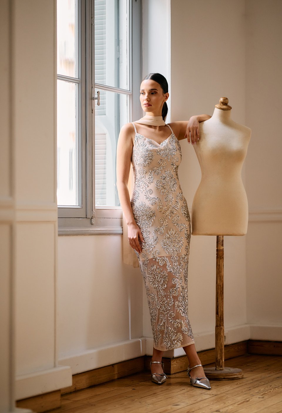 Sequin maxi evening dress