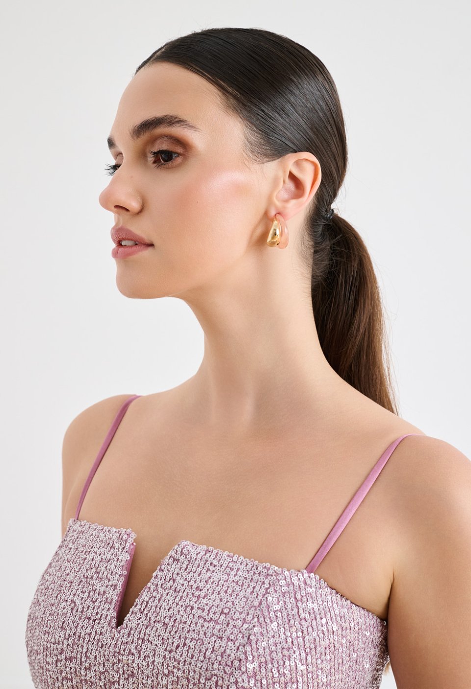 Pink sequin midi dress