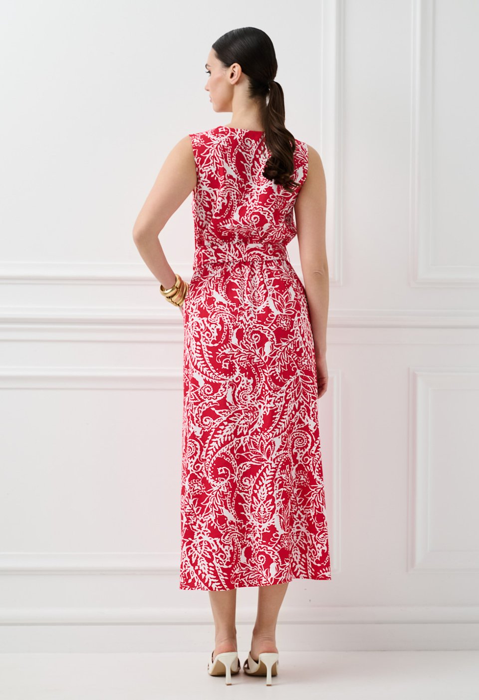Printed midi dress with a belt