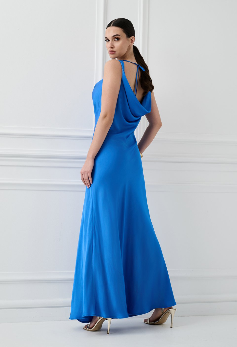 Blue backless maxi dress