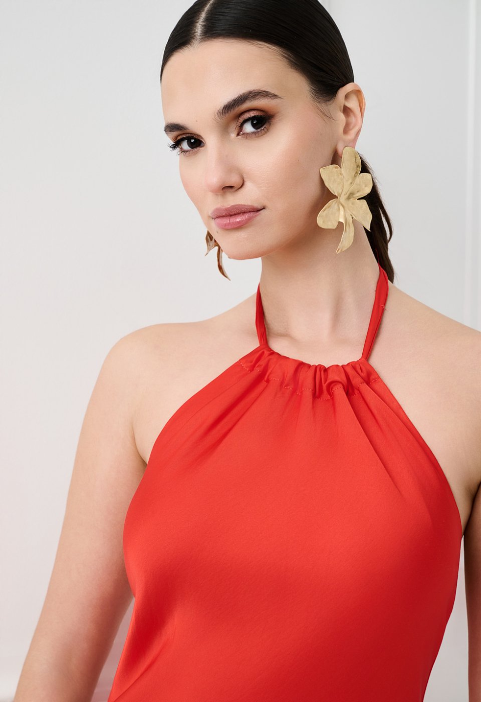 Maxi φόρεμα halter κόκκινο