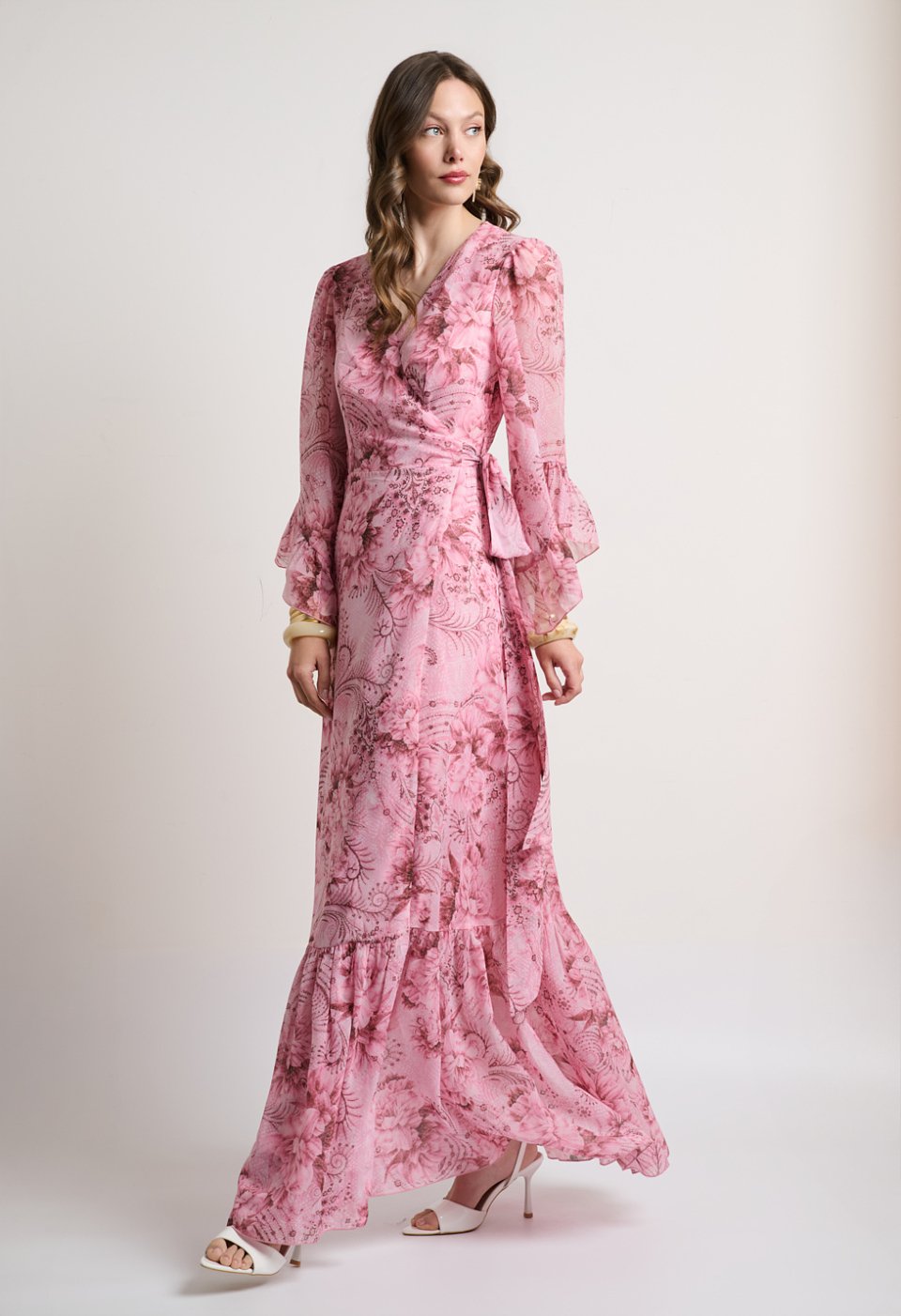 Printed wrap maxi dress
