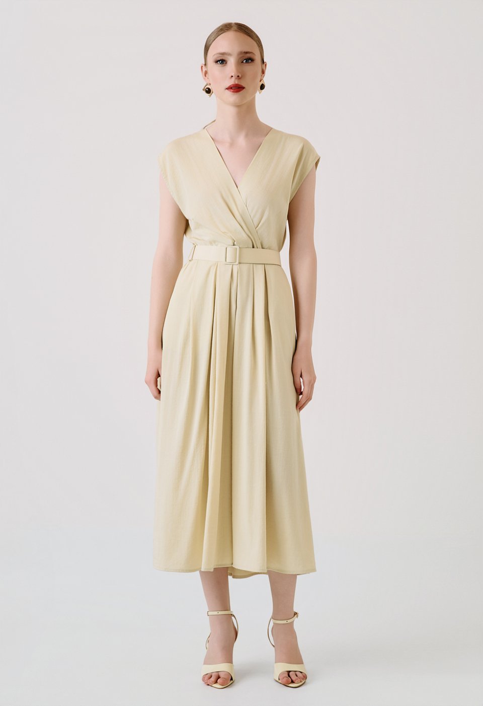 Wrap midi dress with belt
