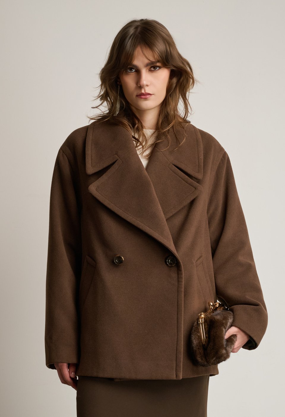 Oversized double-breasted coat