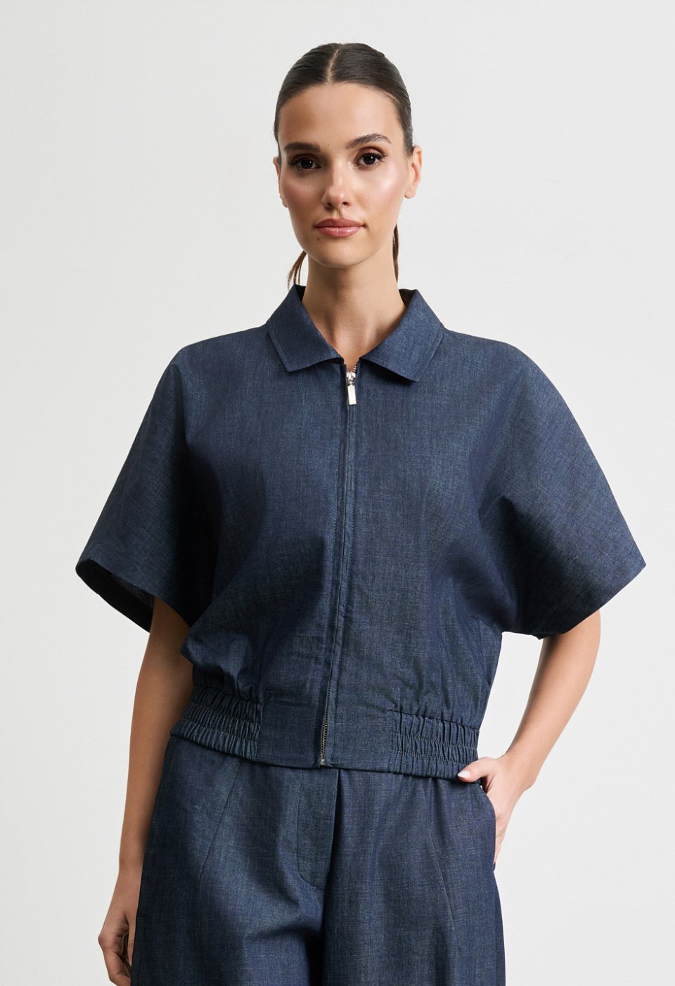 Denim bomber jacket