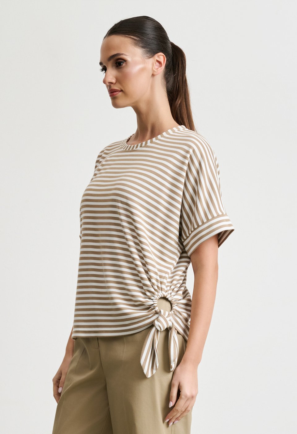 Striped blouse with side tie