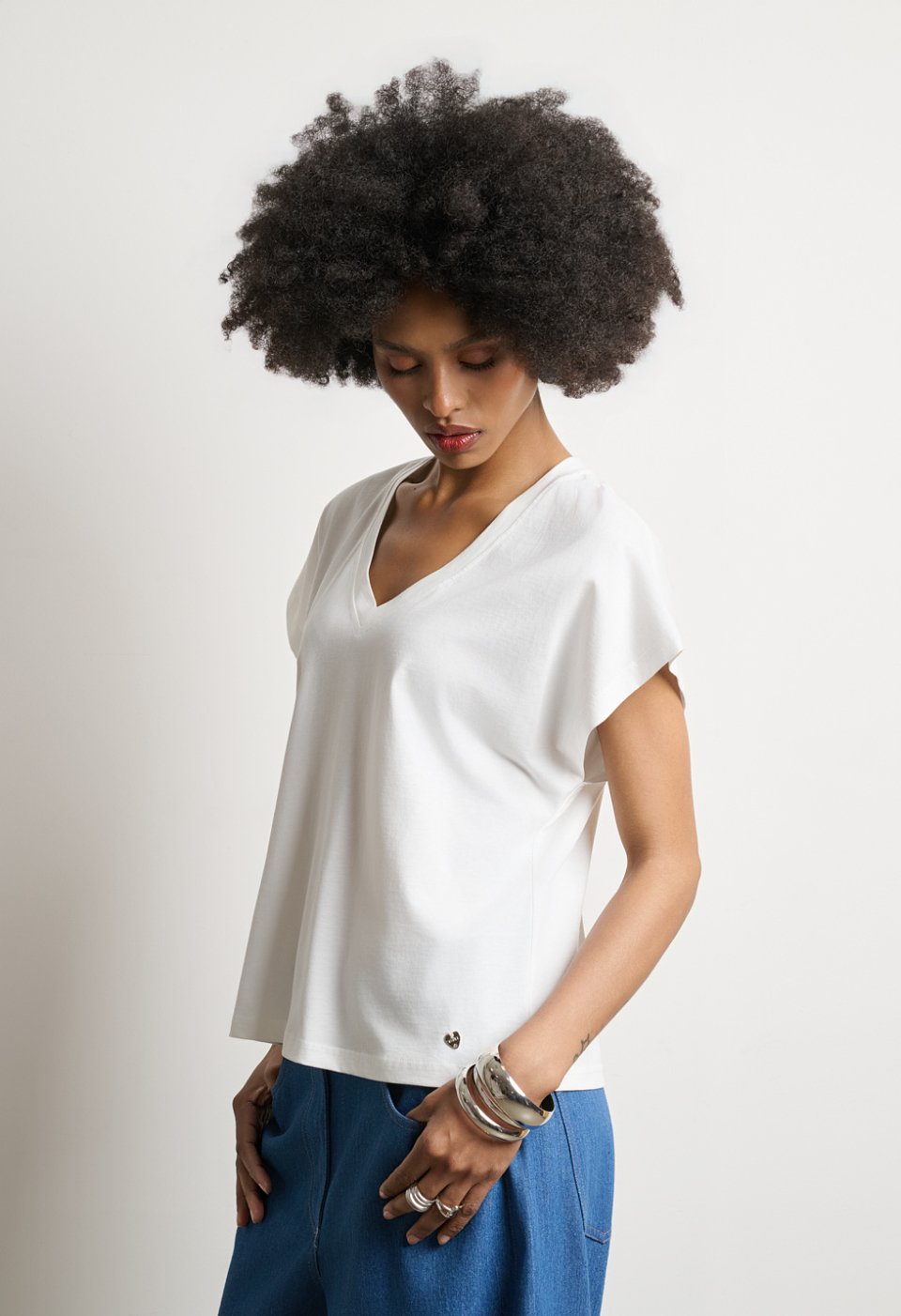 V-neck top with short sleeves