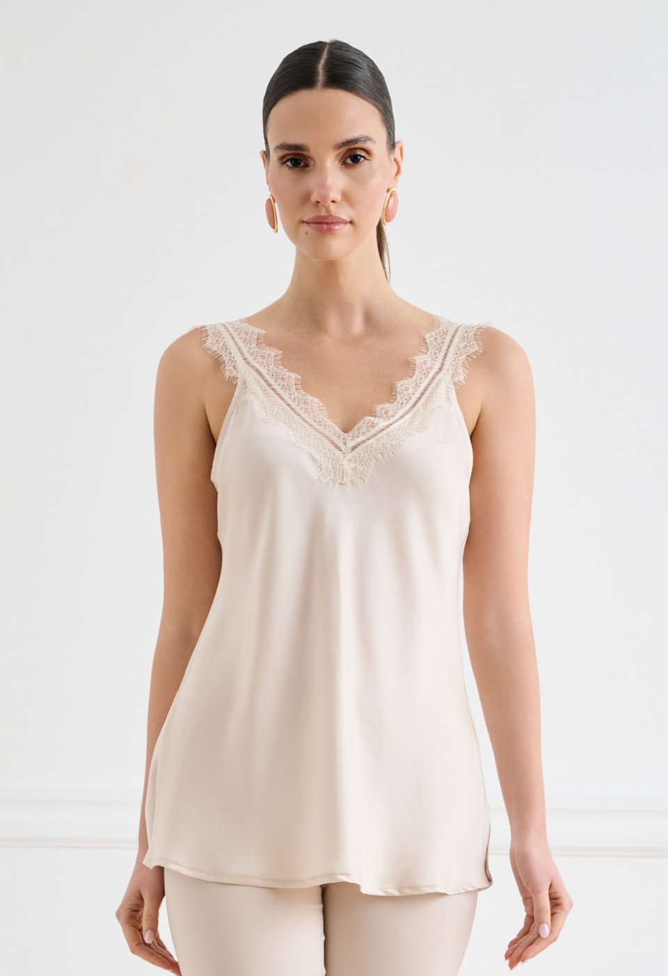 Satin top with lace