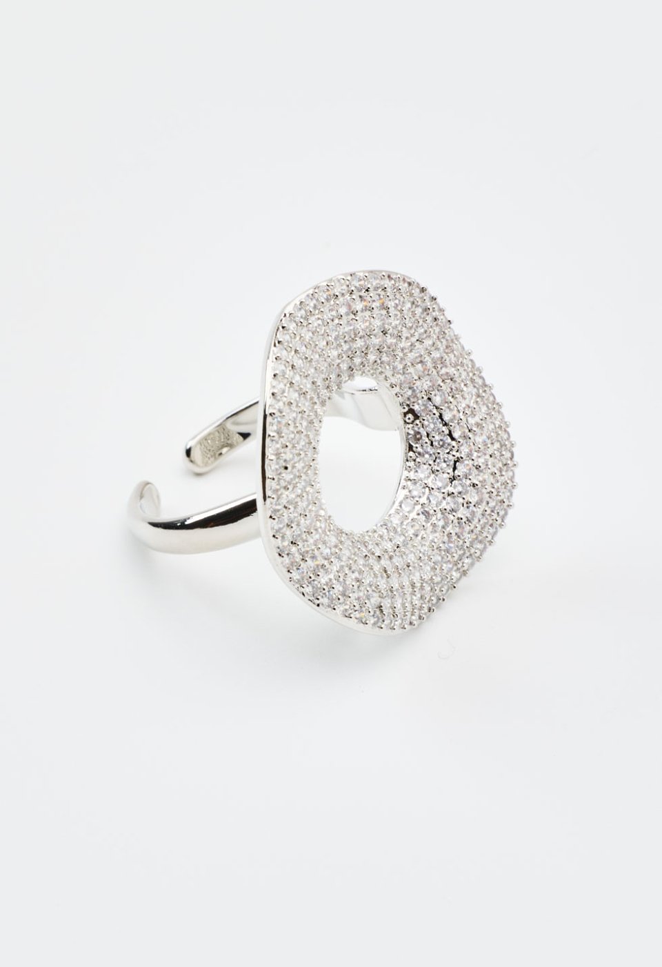 Round ring with rhinestones and an open center