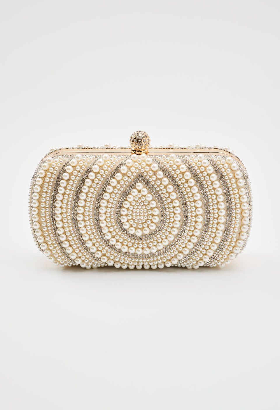 Clutch with pearls and rhinestones