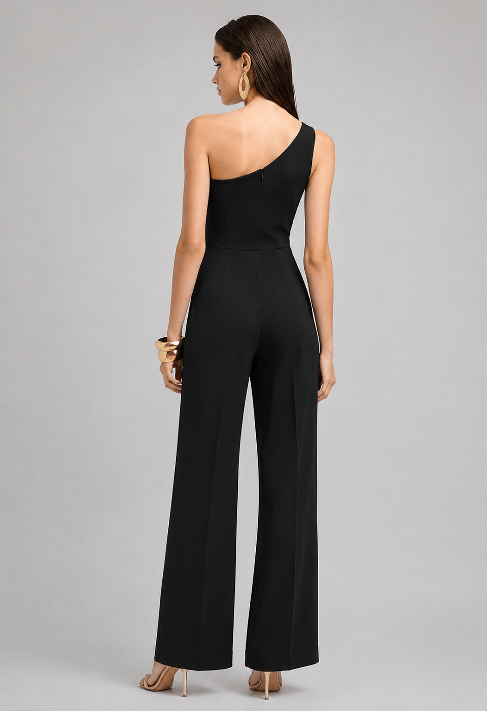 Ολόσωμη φόρμα one shoulder με μεταλλική αγκράφα