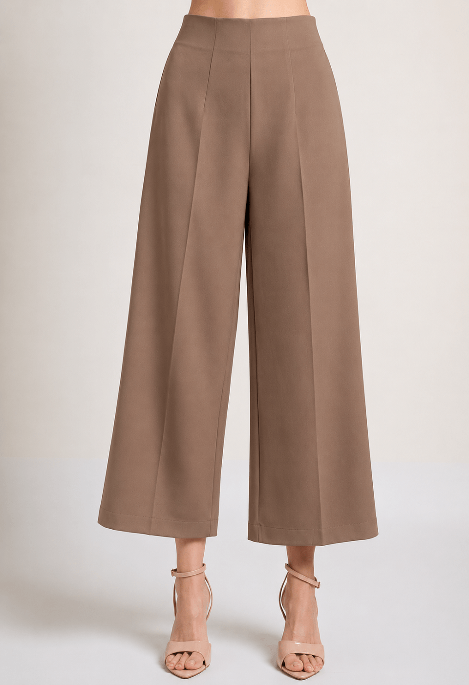 High-waisted cropped wide-leg trousers